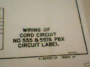 Western Electric 555 pbx CORD ckt wiring DRAWING  