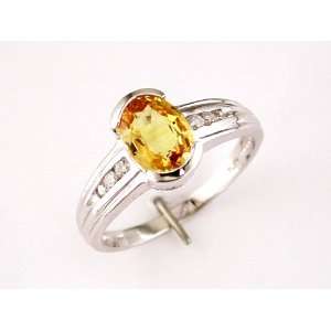   Ladies Diamond & Citrine Ring in 14K White Gold (TCW 1.51). Jewelry