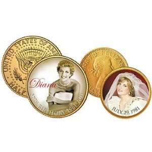  Collectible 24k Gold Plate Princess Diana Coin Set 