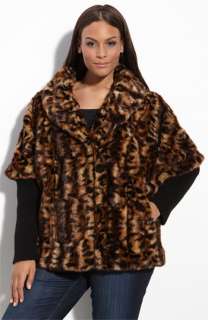 Calvin Klein Leopard Print Faux Fur Jacket (Plus)  