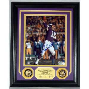 Fran Tarkenton Autographed Photomint with 2 Gold Coins