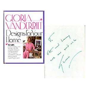 Gloria Vanderbilt Autographed / Signed Designs For Your Home Book