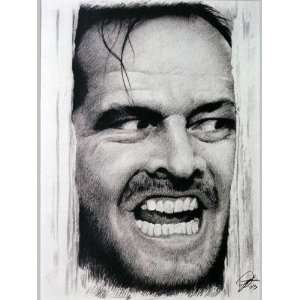Jack Nicholson in The Shining (1980) Sketch Portrait, Charcoal 