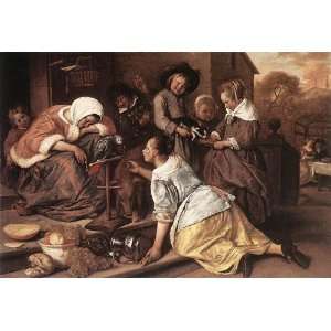 Hand Made Oil Reproduction   Jan Steen   24 x 16 inches   The Effects 