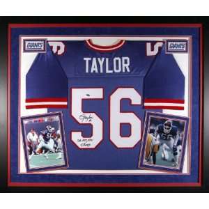 Lawrence Taylor Framed Autographed Deluxe Blue Jersey with SB XXI 
