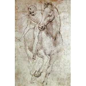  Horse & Rider by Leonardo da Vinci. Size 10.38 X 16.00 Art 