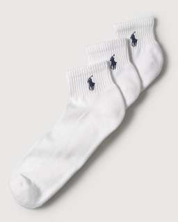 Polo Ralph Lauren Cushioned Stretch Cotton Quarter Socks/Set of Three 