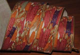 Wired Ribbon~Autumn Indian Corn~Fall~Thanksgiving~Harvest~Wreath~Craft 
