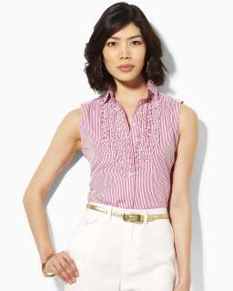 Lauren by Ralph Lauren Eunice Cotton Ruffle Shirt   Tops   Sale 