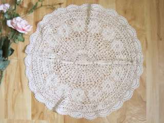 Chic Hand Crochet Round Cotton Cushion Cover Chair Pad  