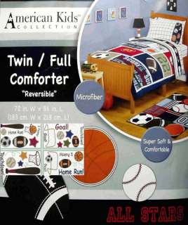 SPORTS ALL STARS FOOTBALL SOCCER TWIN COMFORTER SHEETS DECALS BEDDING 