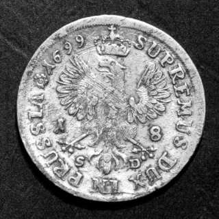 Prussia   Friedrich III   18 Groschen   1699 SD  
