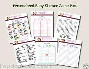 Baby Shower Games Girl Monkey Bingo Trivia Personaliz  