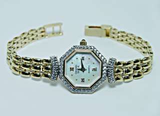 CHRISTIAN GENEVE Ladies Diamond 14K Solid Gold Swiss Watch Mother of 