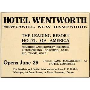  1907 Ad Hotel Wentworth Newcastle NH Resort Seashore 