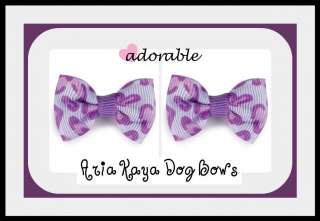 Lavender Purple CAMO Kaya ARIA Dog Bows Barrettes Set  