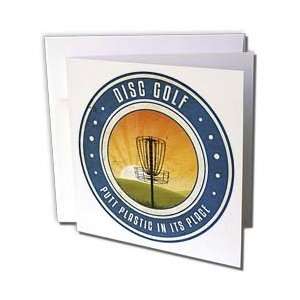   disc golf basket as the sun rises   Greeting Cards 6 Greeting Cards