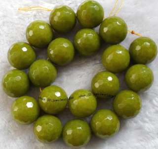 20mm Beautiful Green Jade Round Faceted Beads 15