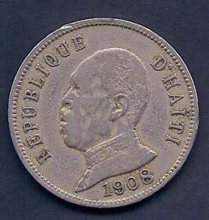 Haiti 1908 50 CENTIMES (Very Fine) Copper Nickel  