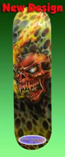 Custom Airbrush Skateboard Deck flame skull Design  