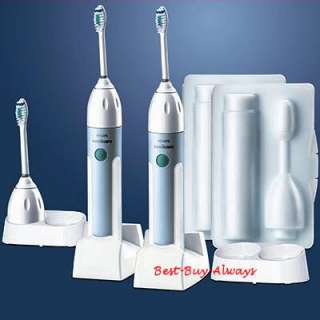 The Sonicare CleanCare toothbrush set 2 handles, 2 chargers, 3 