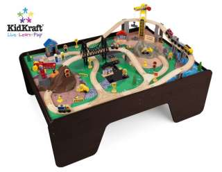 KidKraft Hard Hat Highway Wood Train Table & Toy Set 706943179628 
