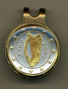 Gold/Silver Hat Clip/Ball Marker, Ireland 1 Euro Harp  