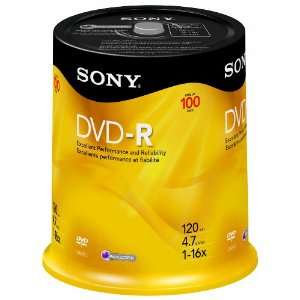  Sony DVD R 16x Recordable DVD (4.7GB)   100 Disc Spindle 