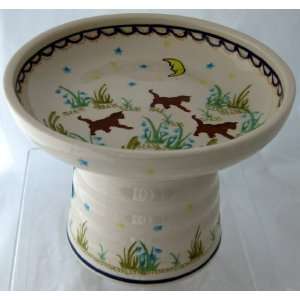  Pottery Raised Cat Dog Stoneware Wet Fresh Canned Food Dish Bowl 