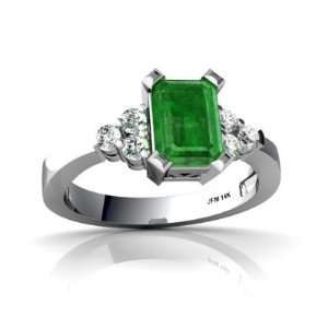    14K White Gold Emerald cut Genuine Emerald Ring Size 6 Jewelry