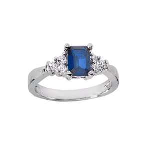    1.37 Ct Platinum Emerald Cut Sapphire and Diamond Ring Jewelry