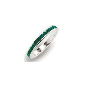 Simulated Emerald Eternity Ring Rhodium EP Size 4 9 Lifetime Guarantee 