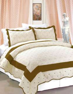 Milano 2 Pieces Twin Size Coffee Color COTTON Quilt Bedspreads Set