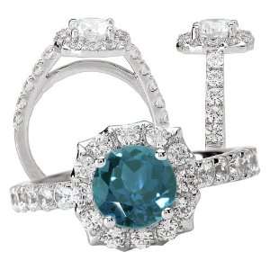   round alexandrite engagement ring with scalloped diamond halo Jewelry