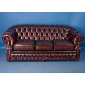    Windsor Style Three Seat Leather Chesterfield Sofa
