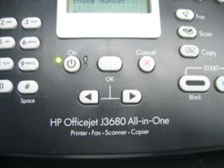 HP OfficeJet J3680 All In One Printer Fax Scanner Copy 883585524594 