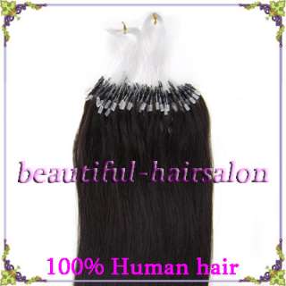 18 Loop micro rings remy human hair extensions 100s #1B black with 