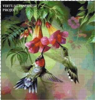 Summer Hummingbird Cross Stitch Pattern Birds  