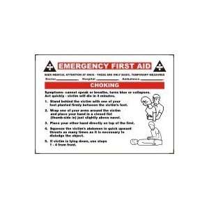  EMERGENCY FIRST AID  CHOKING (W/GRAPHIC) 10 x 14 Dura 