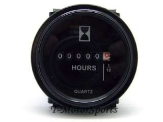 Hour Meter 6 to 80 Volts DC   Round Black Trim Ring  