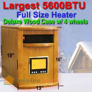   Cabinet OAK 1500W Portable Quartz Infrared Heater w/ wheels 5600BTU