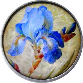 Crystal Dome Button Iris Flower 1 inch    Floral26  