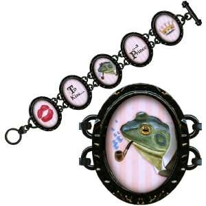   Enamel Bracelet w/ Five Bonnie Reid Prince Frog Art Designs Jewelry