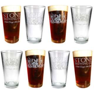 Set of 8 Stone Brewing Company Pint Glasses Beer Glass   