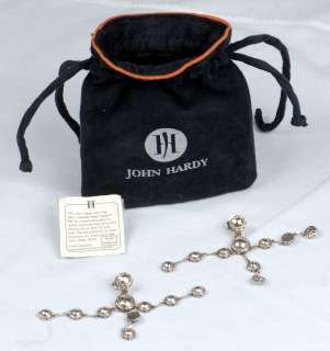 Pair of John Hardy Sterling Silver Three Strand Drop Earrings w/Bag 
