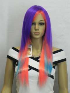   COSPLAY PURPLE /PINK /LIGHT BLUE MIXED STRAIGHT PARTY WIGS+GIFT  