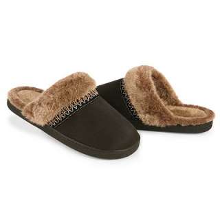 NEW ISOTONER Womens Woodlands Microsuede Fur Chukka Clog Slippers 