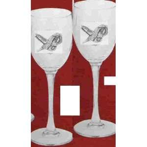 Mallard Duck Glass Goblet/Wine Glass 12 oz Set of 2  