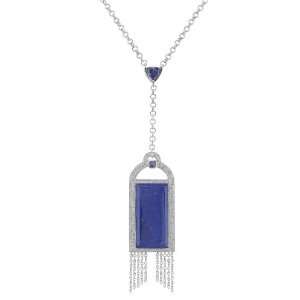  New Original Badgley Mischka 18k Diamond & Lapis Necklace 