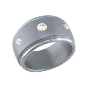 Shannelle Titanium Ring with Three Diamonds and Gold Collets Size 4.00